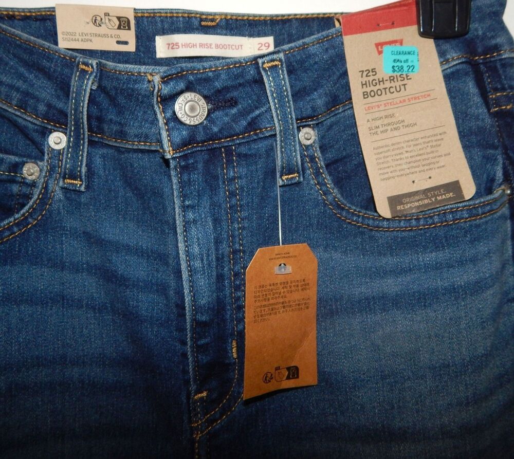 NWT Levi's 725 High-Rise Bootcut Jeans Woman’s Size 29 x 32 Dark Blue Tux Stripe - Picture 14 of 16